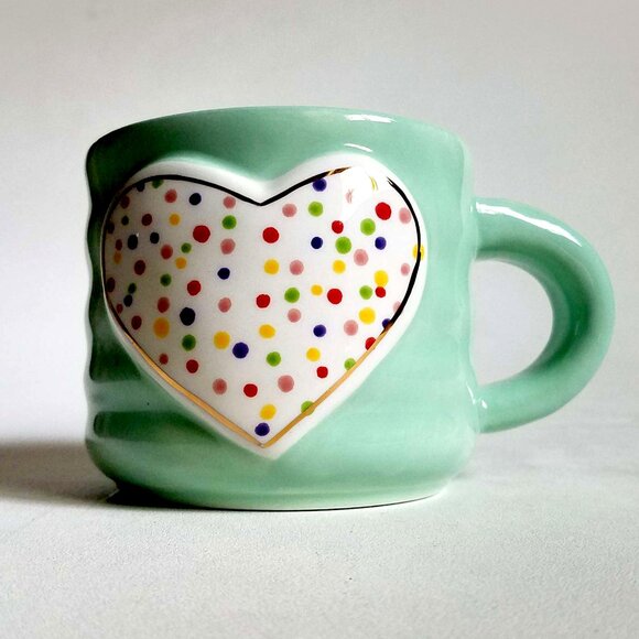 Glory Haus Other - Glory Haus From Our Haus to Yours Green Ribbed Two Hearts Mug